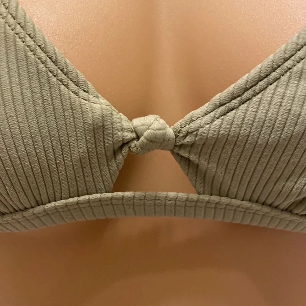 Adore Me Mossy Green Velvet Ribbed Bikini Top